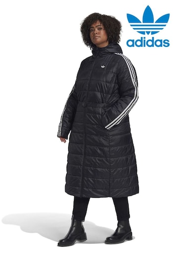 adidas tement Originals Black Curve Hooded Premium Long Slim Jacket (M88042) | £100
