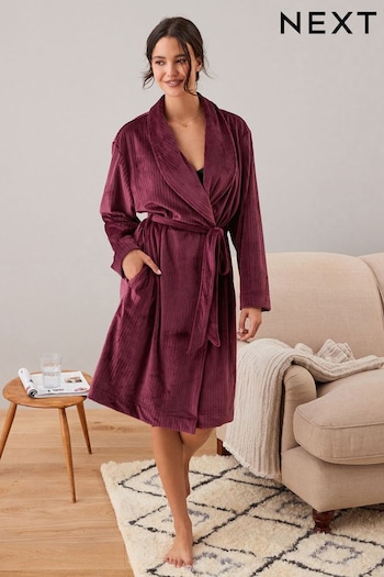 Berry Red Supersoft Ribbed Dressing Gown (M88241) | £25