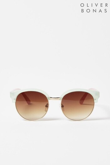 Oliver Bonas Pink Club Master Round Sunglasses (M88246) | £24