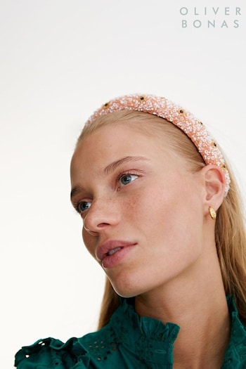 Oliver Bonas Pink Ditsy Embellished Floral Sequin Headband (M88251) | £26