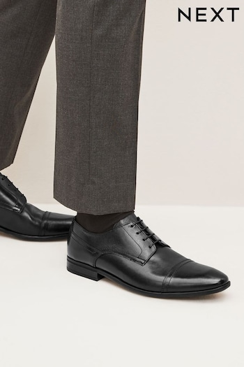 Black Leather Derby Toe Cap Shoes (M88264) | £55