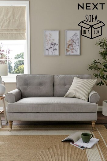 Fine Chenille Mid Grey Delia Compact 2 Seater 'Sofa In A Box' (M88408) | £520