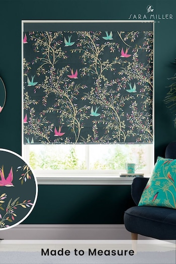Sara Miller Forest Green Swallows Made to Measure Roman Blind (M88436) | £79