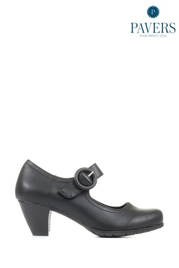 Pavers Heeled Mary Jane Black Shoes (M88590) | £30