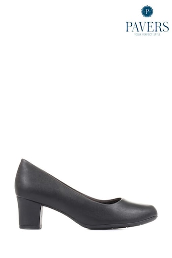 Pavers Black Heeled Court Shoes (M88591) | £37.99