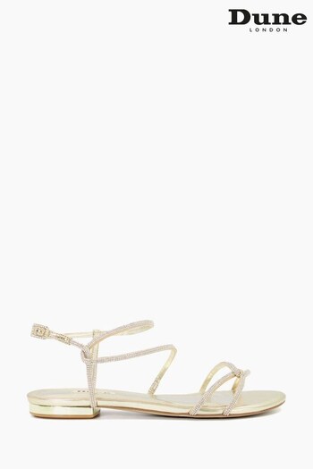 Dune London Cream Nella Square Jewel Strap Flat Sandals (M88597) | £85
