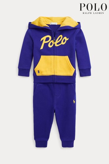 Polo Ralph Lauren Baby Navy And Yellow Tracksuit Set (M88621) | £99