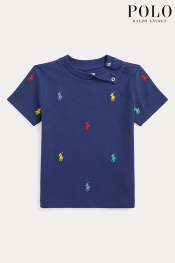 Polo Ralph Lauren Baby Blue All Over Pony Logo T-Shirt (M88629) | £55