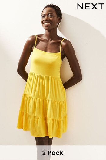 Yellow/Black Leaf Mini Dresses 2 Pack (M88688) | £32