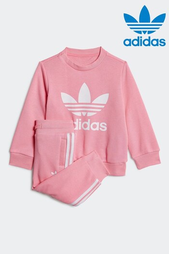adidas svg originals Infant Pink Crew Sweatshirt Set (M89016) | £33