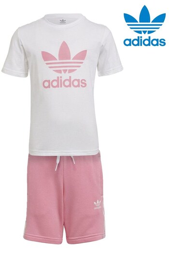 adidas science Originals Kids White Adicolor T-Shirt and Shorts Set (M89041) | £30