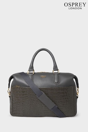 OSPREY LONDON Grey The Kellie Leather Weekender Bag (M89388) | £249