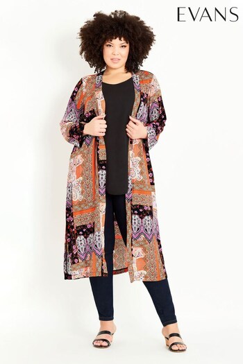 Evans Black Patchwork Floral Kimono (M89508) | £35