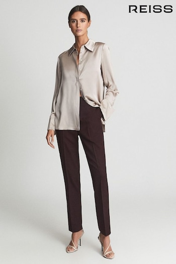 Reiss Burgundy Flora Wool Blend Trousers (M89620) | £138