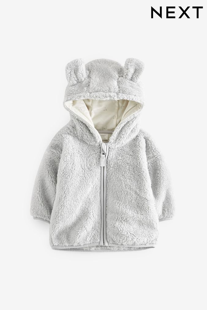 Grey Cosy Fleece Bear Baby Jacket (M89693) | £14 - £15