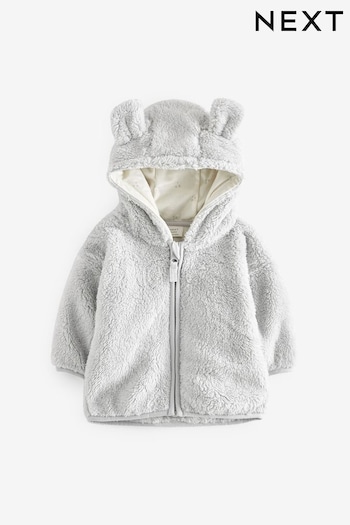 Grey Cosy Teddy Borg Fleece Bear Baby Jacket (M89693) | £14 - £15