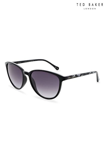 Ted Baker Black Womens Retro Round Armani Sunglasses with Exclusive Floral Prints (M89981) | £75