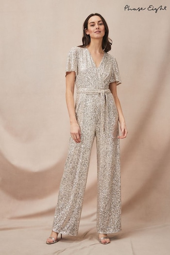 Phase Eight Silver Alessandra Sequin Embellished Jumpsuit (M90317) | £199