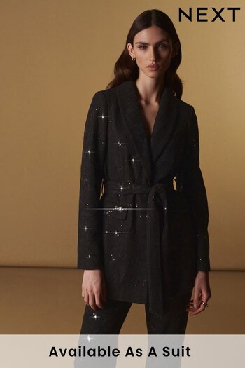 Black Premium Tailored Sequin Lace Blazer (M90563) | £98