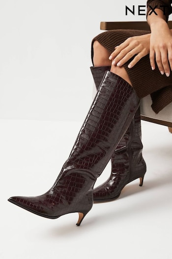 Chocolate Brown Forever Comfort® Pointed Toe Knee High Boots (M90574) | £65