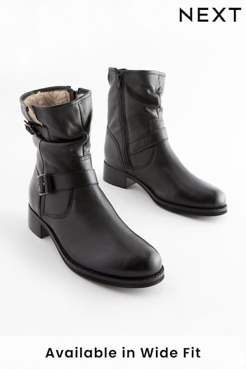 Black Forever Comfort® Faux Fur Lined Slouch Ankle Boots (M90575) | £69