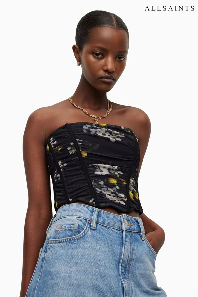 Snakeskin shop strapless top