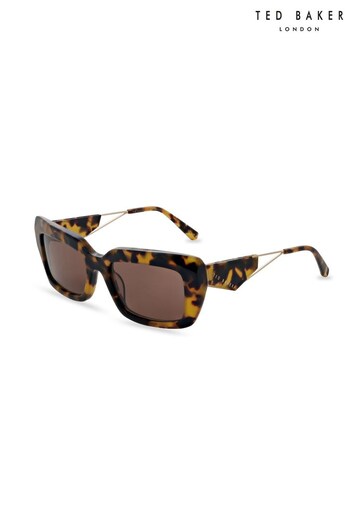 Ted Baker Womens Directional Rectangular Fashion Sunglass with Bevelled Edges and Architectural Contrast Temples (M90730) | £130