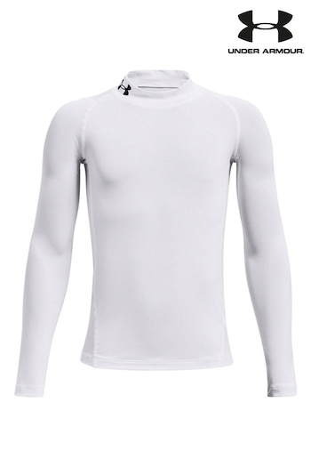 Under 10k Armour White Youth HeatGear 10k Armour Mock Long Sleeve T-Shirt (M90975) | £25