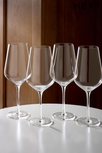 Clear Set of 4 Clear Belgravia Crystal Wine Glasses Set of 4 White Wine Glasses (M91051) | £20