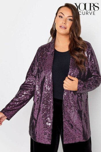 Yours Curve Purple Sequin Blazer (M91179) | £50