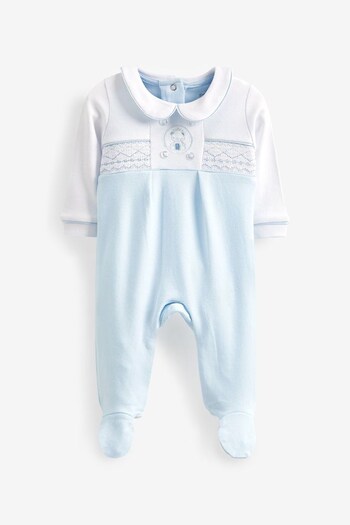Rock-A-Bye Baby Boutique Blue Bear Applique Velour Sleepsuit (M91294) | £18