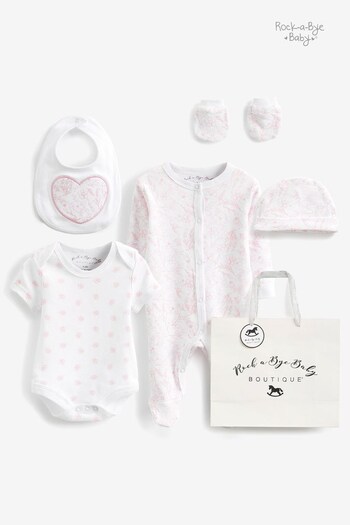 Rock-A-Bye Baby Boutique Pink Floral Print Cotton Baby Gift Set 5-Piece (M91299) | £25