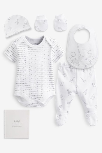 Rock-A-Bye Baby Boutique White Animal Print Cotton Baby Gift Set 5-Piece (M91301) | £25
