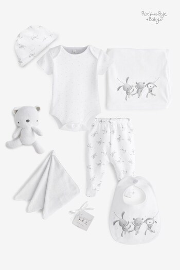 Rock-A-Bye Baby Boutique White Bunny Print Cotton Baby Gift Set 10-Piece (M91302) | £36