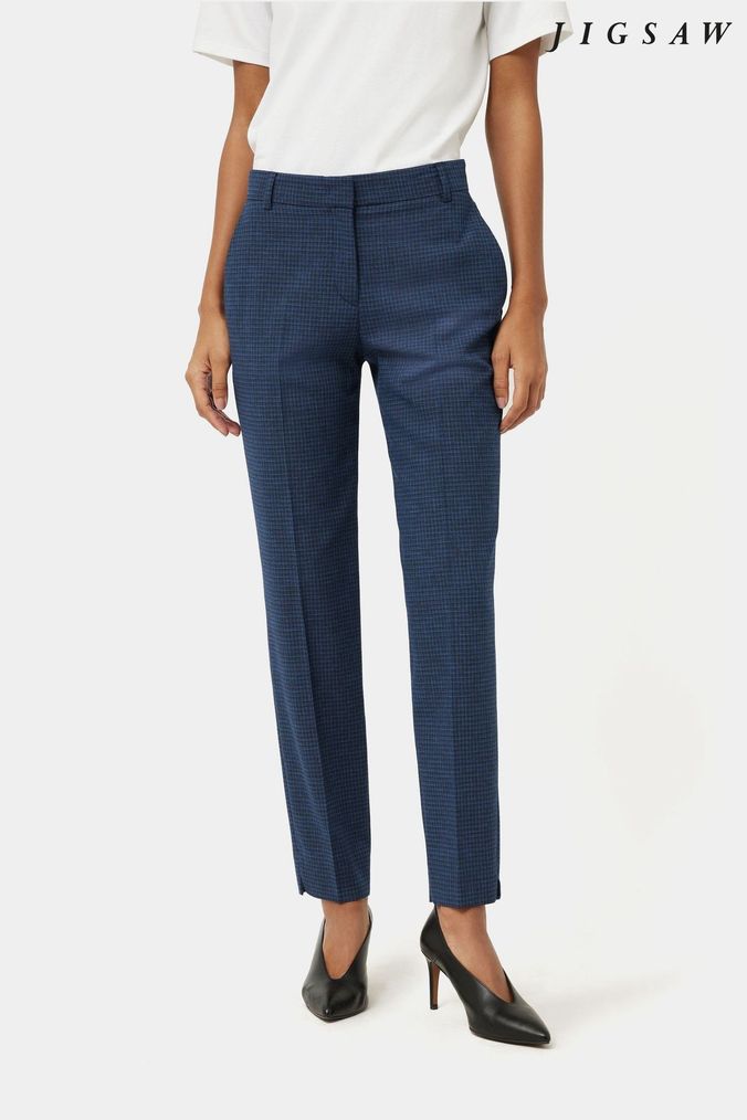 Buy Women s Blue Check Tartan Trousers Online Next UK