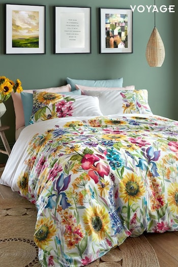 Voyage Summer Yellow Sunflower Cotton Sateen Duvet Cover and Pillowcase Set (M91419) | £64 - £116