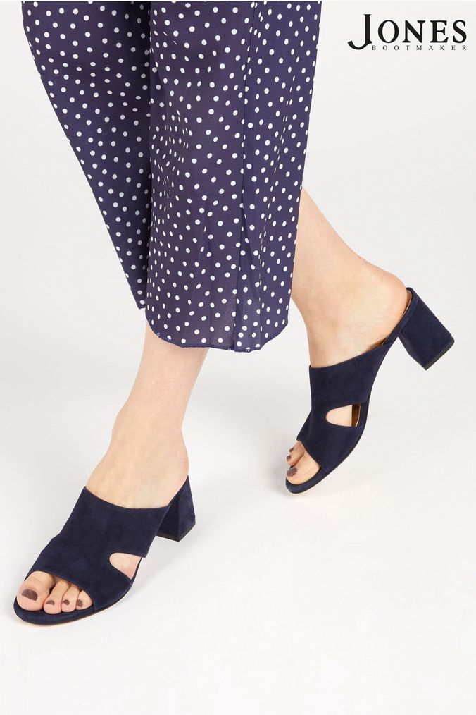 Navy blue discount leather mules