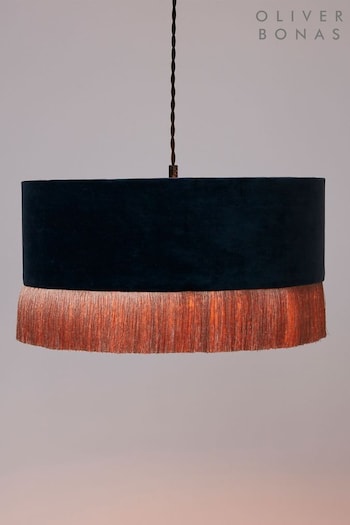 Oliver Bonas Blue Ero Velvet Pendant Lamp Shade Large (M91791) | £65