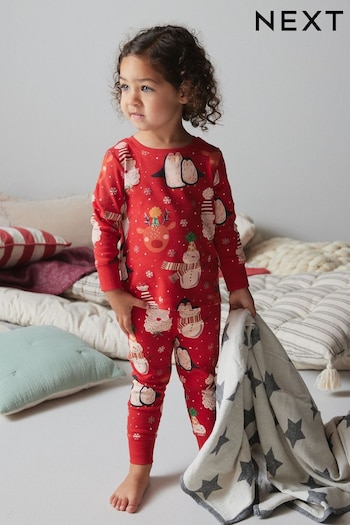 Red Penguin Christmas Character Print Long Sleeve Pyjamas (9mths-16yrs) (M91801) | £11 - £18