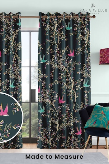 Sara Miller Forest Green Swallows Made to Measure Curtains (M91921) | £91