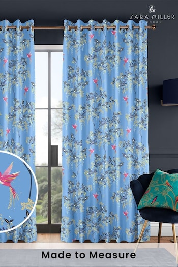 Sara Miller Cornflower Blue Hummingbird Made to Measure Curtains (M91926) | £91