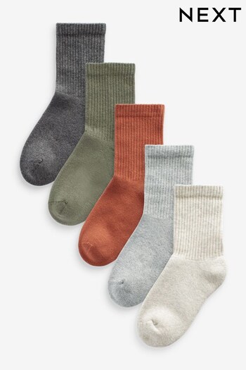 Blue/Grey Cotton Rich Thermal Socks 5 Pack (M91946) | £11 - £13