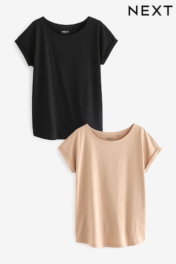 Black/Neutral Cap Sleeve T-Shirts Moonshine 2 Pack (M91972) | £14
