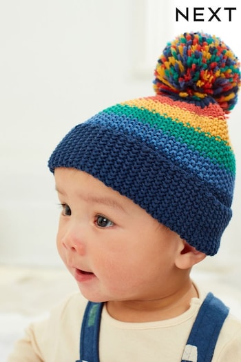 Rainbow Blue Baby Knitted Pom Hat (0mths-2yrs) (M92000) | £6