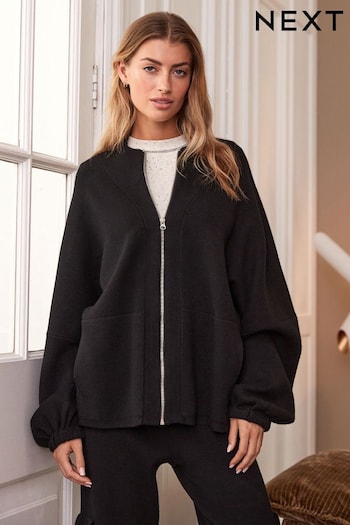 Black Knitted Zip Through Cardigan (M92105) | £48