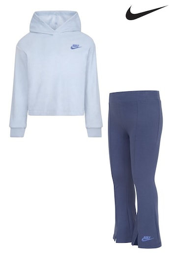 Nike Blue Little Kids Moncler Hoodie and Flare Leggings Set (M92157) | £42
