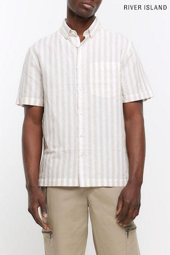 River Island Natural Striped Linen Shirt (M92232) | £21