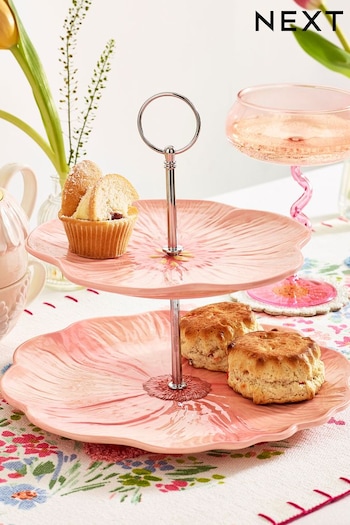 Pink Two Tier Flower Cake Stand (M92247) | £24