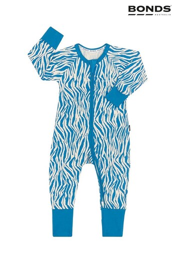 Bonds Blue Animal Print Zip Sleepsuit (M92394) | £22