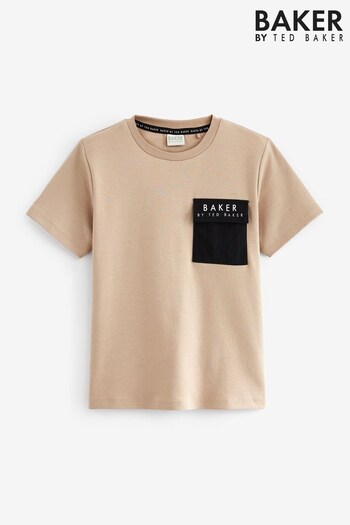 Baker by Ted Baker Pocket Tan Brown T-Shirt (M92426) | £18 - £22